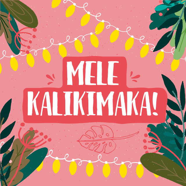 Mele Kalikimaka greeting in jungle frame Instagram tervezősablon