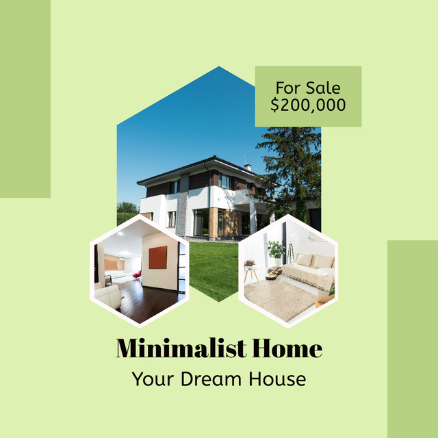 Designvorlage Collage with Announcement of Sale of Modern House für Instagram
