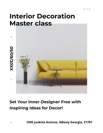 Platilla de diseño Interior decoration masterclass with Sofa in yellow Flyer 8.5x11in