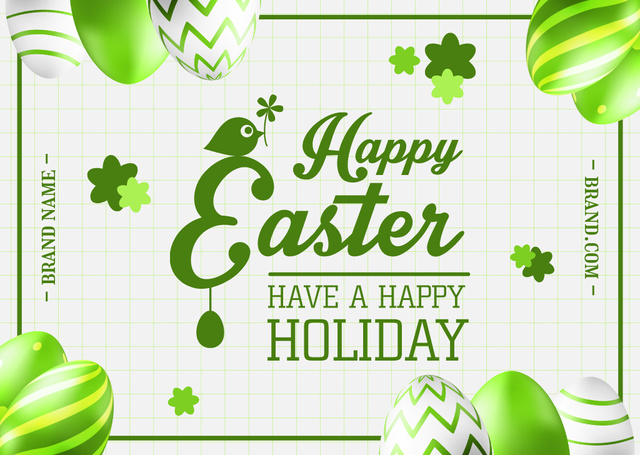 Easter Holiday Greeting with Patterned Eggs Card Design Template