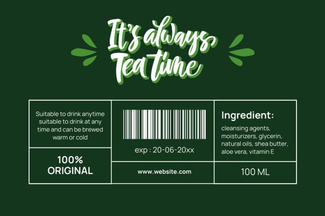 Tasteful Tea Leaves In Package With Description Label Šablona návrhu