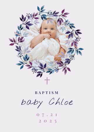 Baptism Ceremony Announcement with Cute Newborn Girl Invitation Design Template
