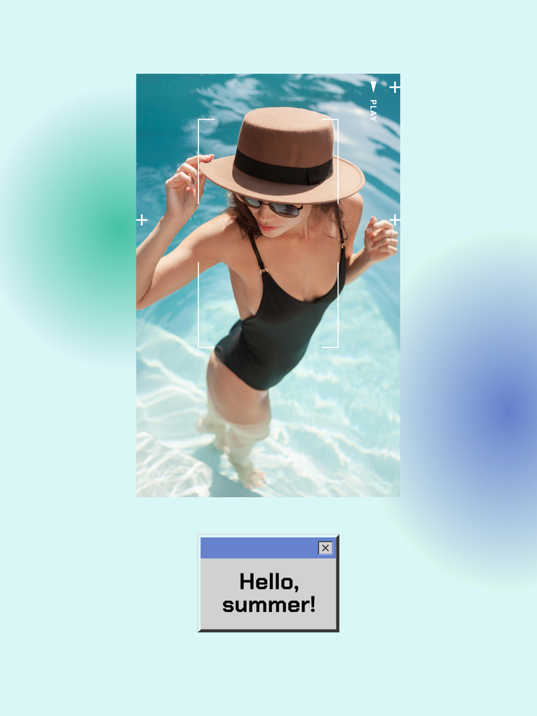 Summer Inspiration with Attractive Woman in Pool Poster US Tasarım Şablonu