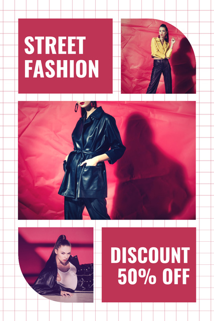 Ontwerpsjabloon van Pinterest van Discount Offer on Street Fashion Clothes