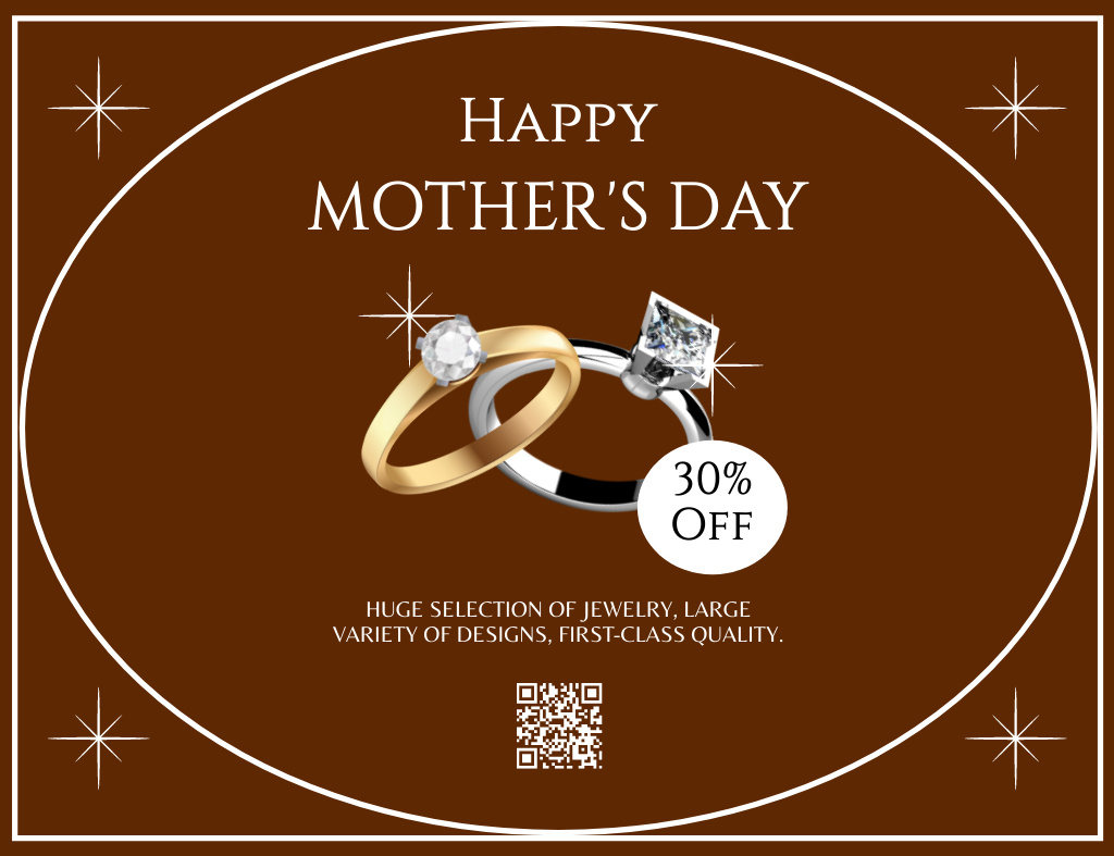 Mother's Day Offer of Precious Rings Thank You Card 5.5x4in Horizontal Design Template