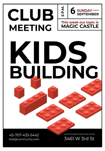Kids Building Club Gathering In Autumn Poster 28x40in Šablona návrhu