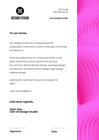 Plantilla de diseño de Letter from Design Studio Letterhead 