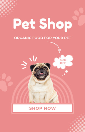 Plantilla de diseño de Anuncio de tienda de mascotas con Pug en rosa IGTV Cover 