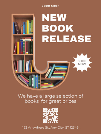 New Book Release Ad on Brown Poster US Design Template
