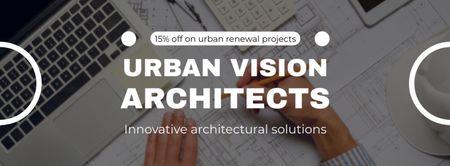 Kedvezmény az építészeti felújítási projektekre Facebook cover tervezősablon