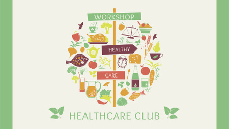 Healthy Lifestyle Attributes Icons FB event cover tervezősablon
