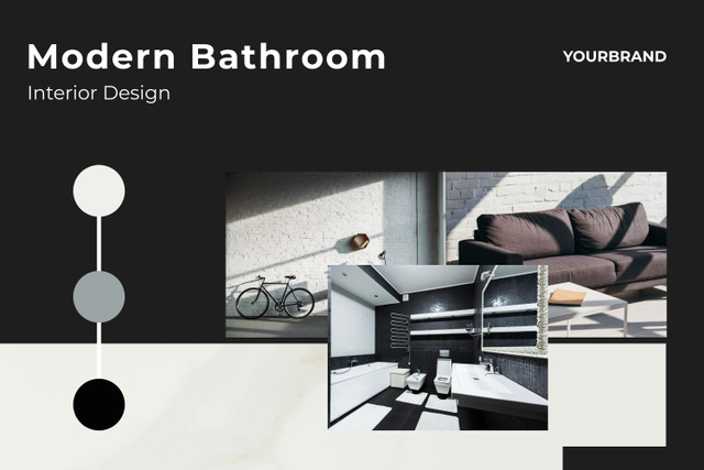 Modern Bathroom in Home Interior Mood Board Πρότυπο σχεδίασης