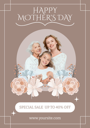 Female Generations on Mother's Day Holiday Poster Design Template