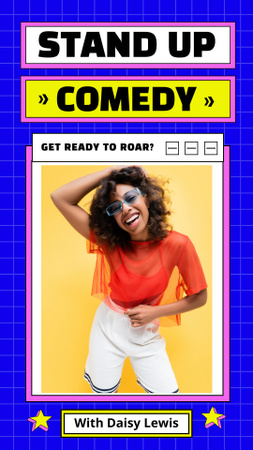 Stand-up Comedy Show Ad in Blue Instagram Story Design Template