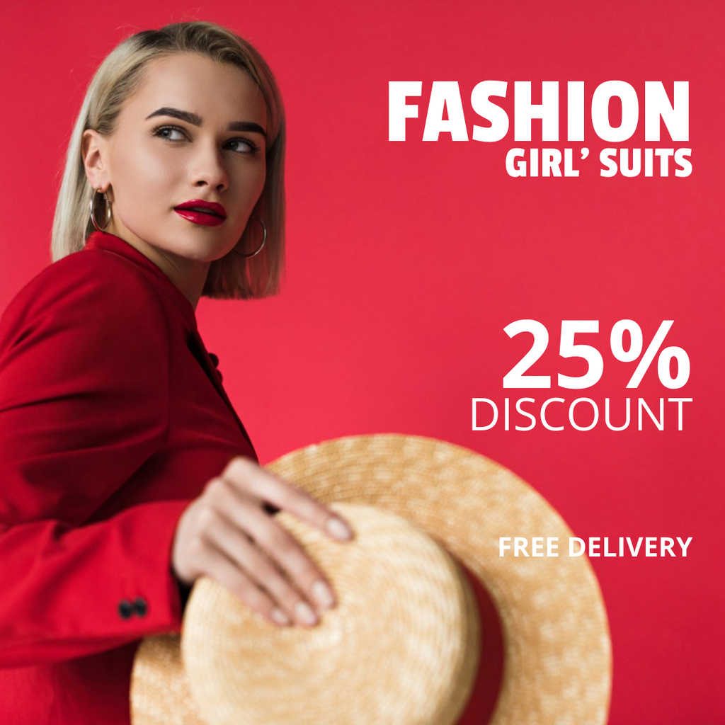 Fashion Girl's Suits With Discount Instagram Tasarım Şablonu