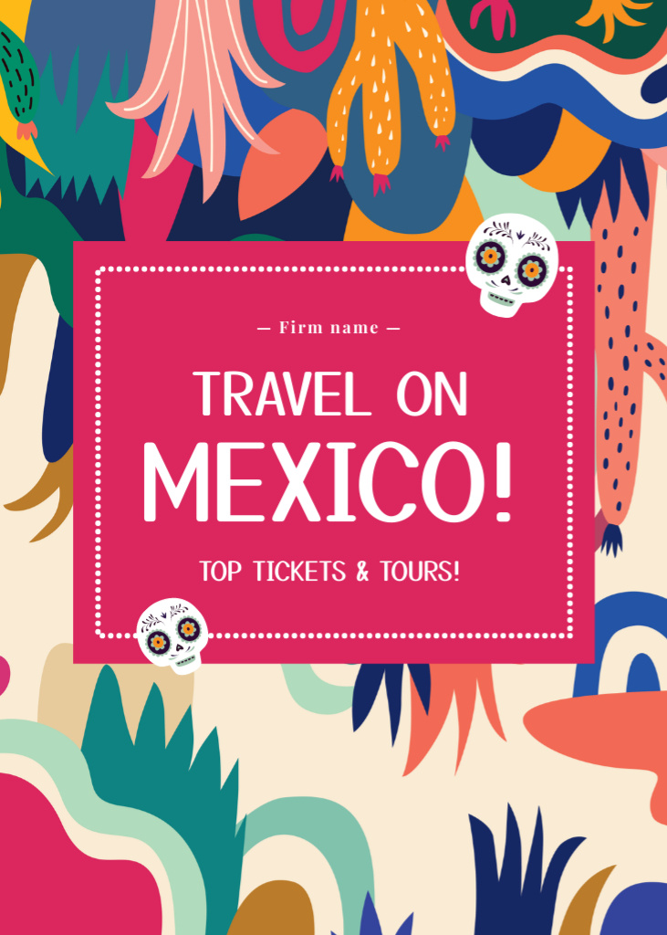 Exciting Mexico Travel Tours Promotion With Tickets Postcard 5x7in Vertical Tasarım Şablonu