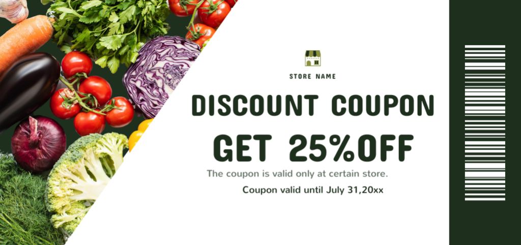 Plantilla de diseño de Fresh Veggies With Discount In Grocery Coupon Din Large 