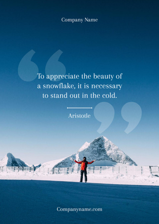 Modèle de visuel Citation sur le flocon de neige avec des montagnes enneigées - Postcard 5x7in Vertical