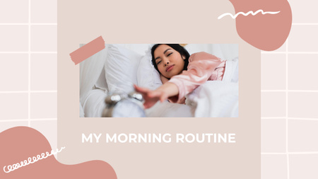 Woman in Bed Reaching for Alarm Clock Youtube Thumbnail Design Template