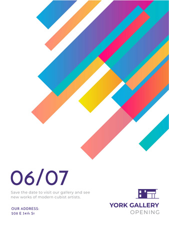 Template di design Gallery Opening announcement Colorful Lines Poster US
