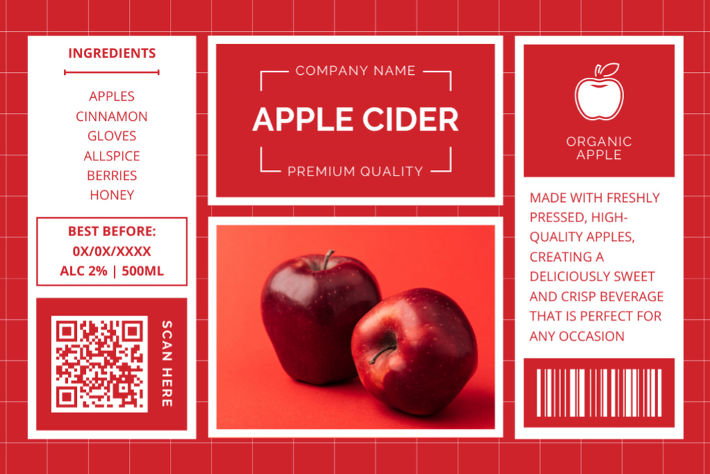 Ontwerpsjabloon van Label van Apple Cider Red