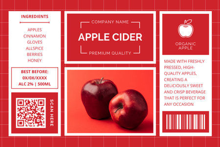 Modèle de visuel cidre de pomme rouge - Label