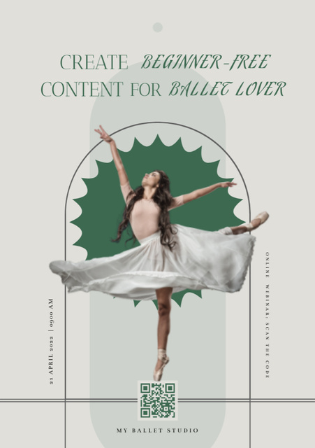 Ballet Studio Ad with Woman Ballerina Flyer A5 Design Template