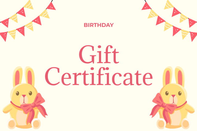 B-Day Discount Voucher with Bunnies Gift Certificate Design Template
