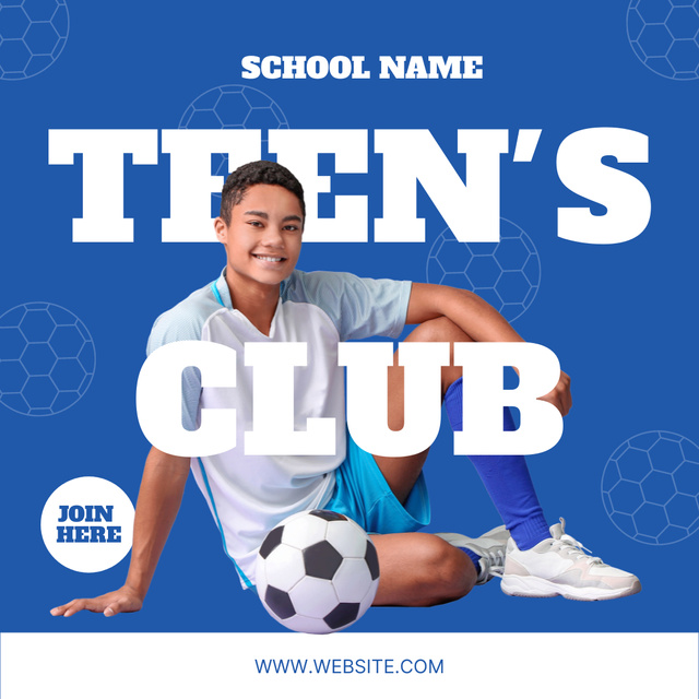 Football Game Club For Teenagers With Ball Instagramデザインテンプレート