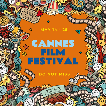 Cannes Film Festival Announcement with Movie attributes Instagram Design Template