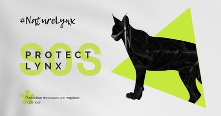 Plantilla de diseño de Fauna Protection with Wild Lynx Facebook AD 