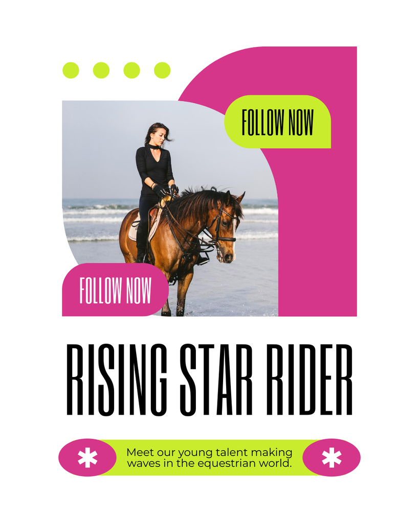 Talented Horse Riding Star Introducing Instagram Post Vertical Modelo de Design