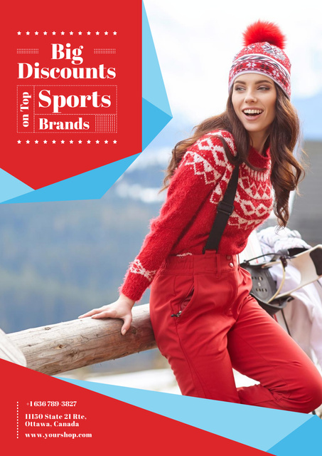 Plantilla de diseño de Big discounts on Sport Brands Poster 