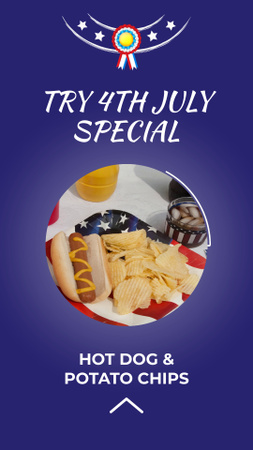 Platilla de diseño Special Offer for Independence Day Hotdogs Instagram Video Story
