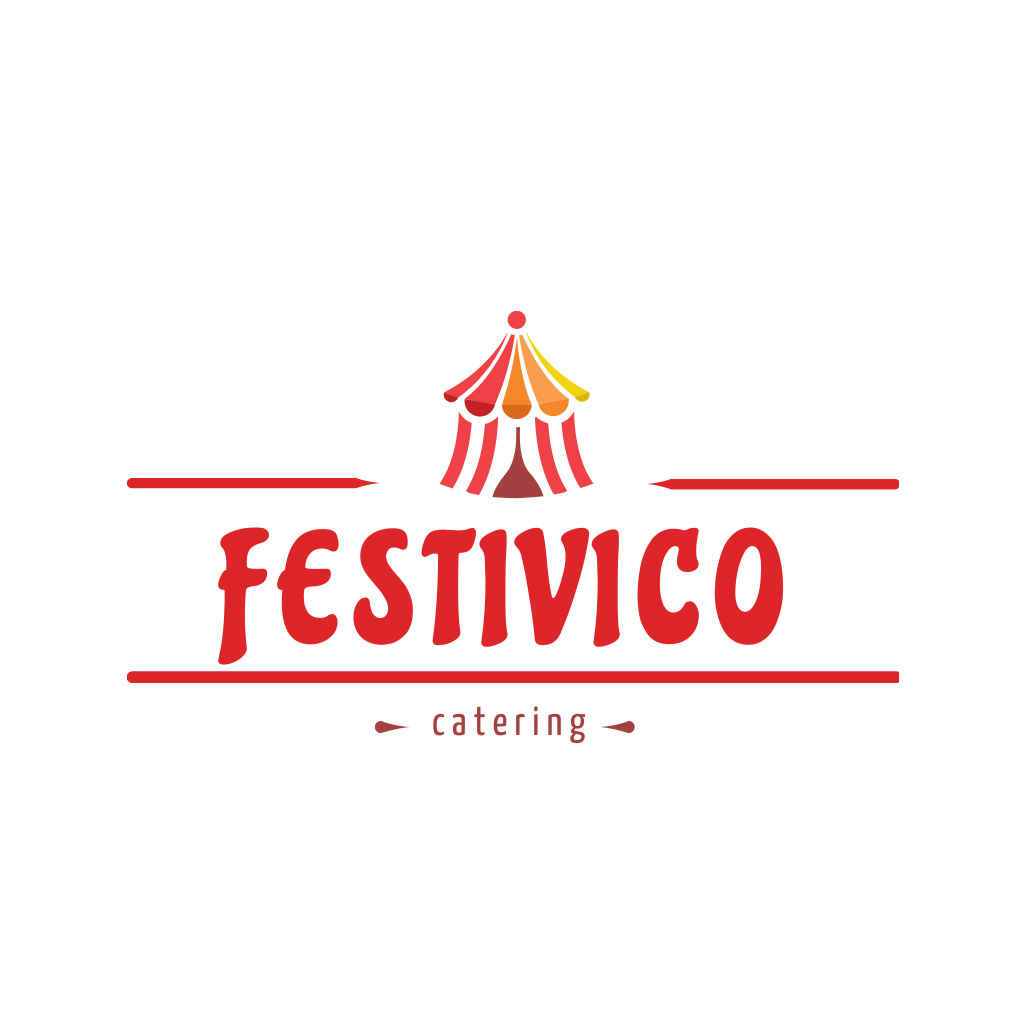 Catering Services Ad with Circus Tent in Red Logo Modelo de Design