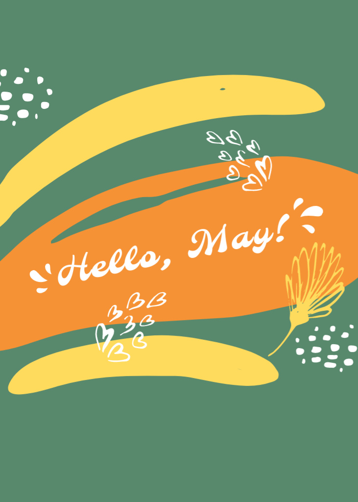 May Day Celebration Announcement on Abstract Layout Postcard 5x7in Vertical Design Template
