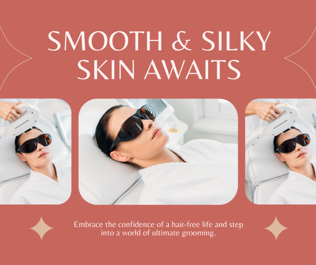 Ontwerpsjabloon van Facebook van Laser Hair Removal Service for Silky Skin