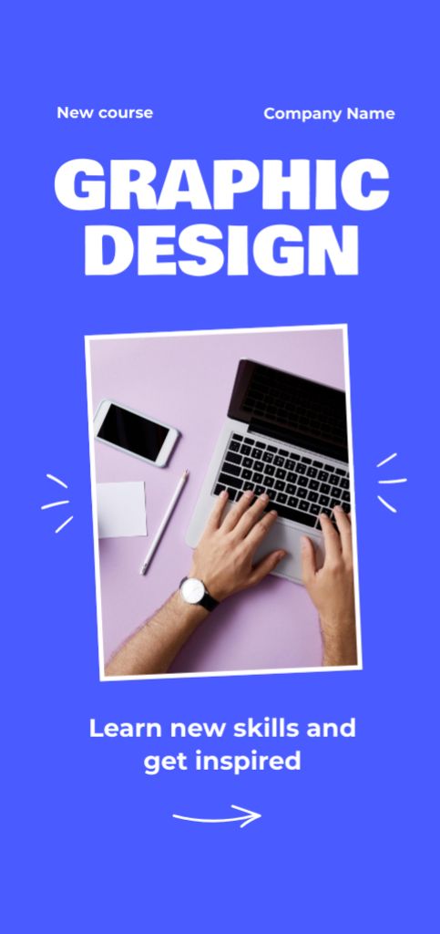 Designvorlage Graphic Design Course Announcement für Flyer DIN Large