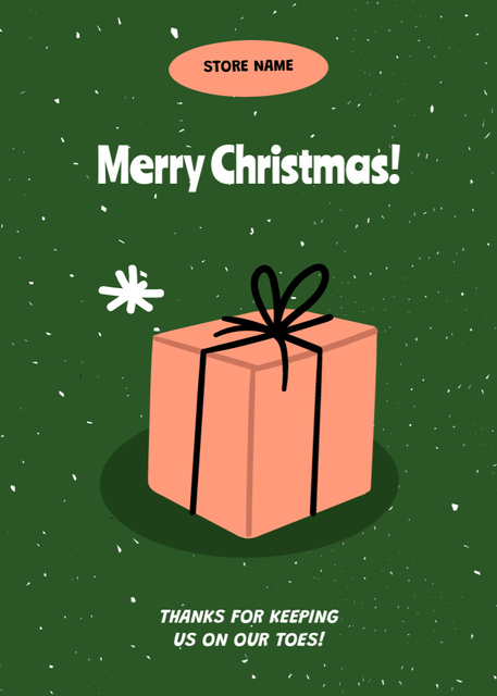 Ontwerpsjabloon van Postcard 5x7in Vertical van Heartfelt Christmas Holiday Greetings with Illustrated Gift