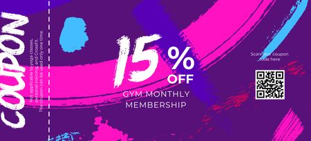 Gym Membership Offer on Purple Coupon 3.75x8.25in Design Template