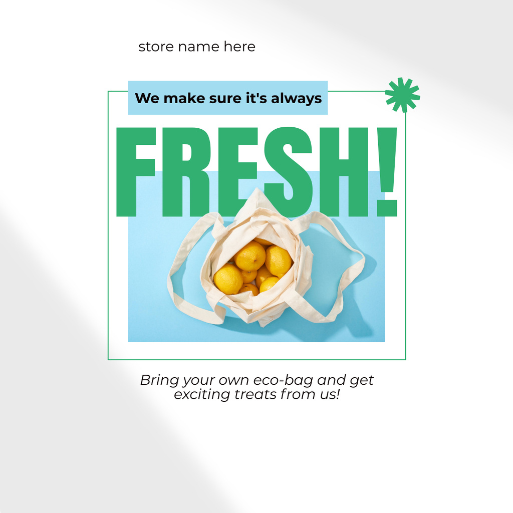 Eco-bag With Lemons In Fresh Groceries Instagram Tasarım Şablonu