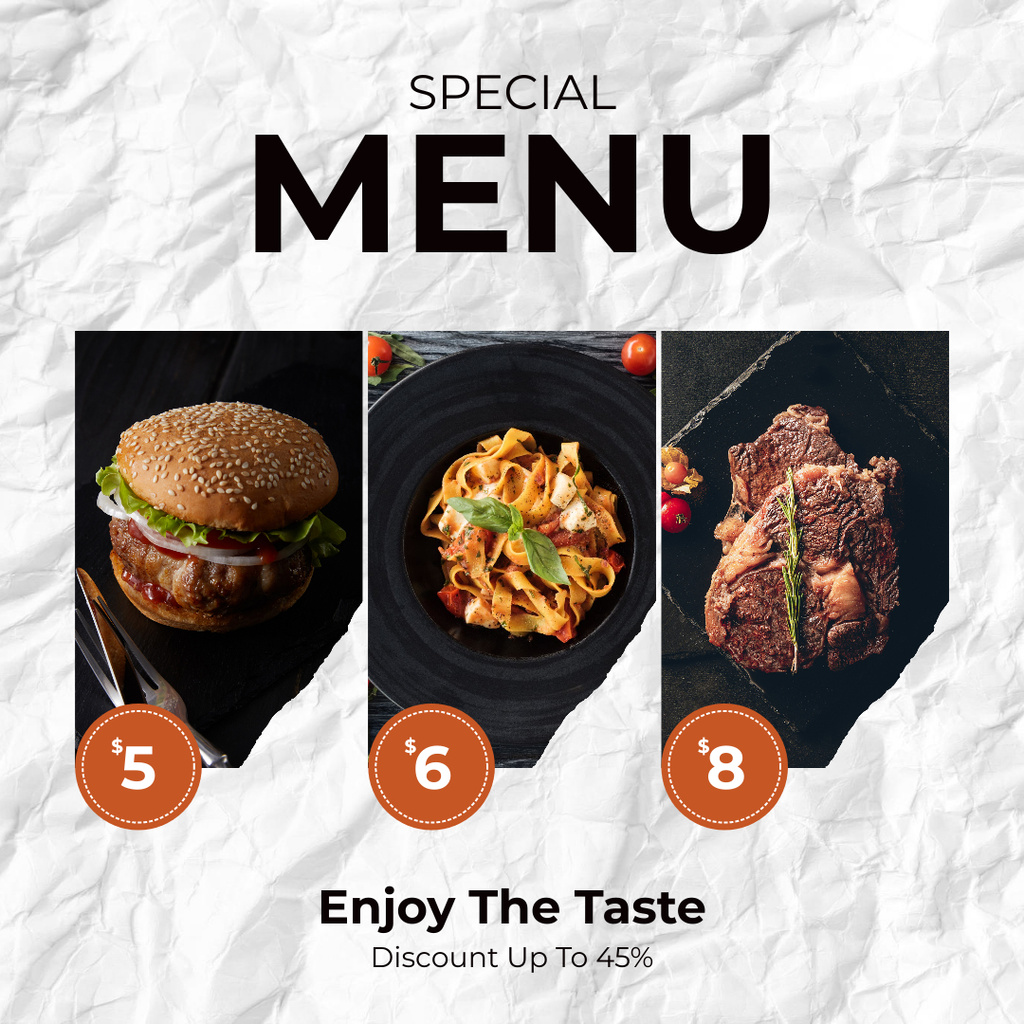 Designvorlage Special Menu of Diner für Instagram