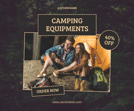 Camping Equipment Sale Medium Rectangle Design Template