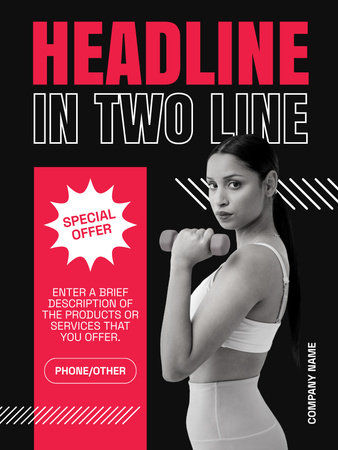 Special Training Offer with Serious Young Woman Poster US Design Template