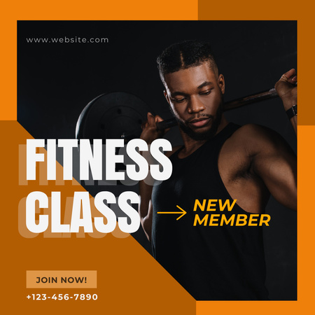 Fitness Class Ad with Strong Man Instagram Design Template