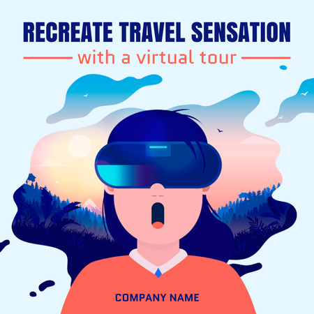 Awesome Travel Virtual Tour Anouncement Instagram Design Template