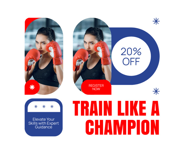 Designvorlage Discount Offer in Boxing School für Facebook