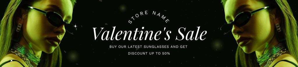 Valentine's Day Sale with Stylish Young Woman Ebay Store Billboard tervezősablon