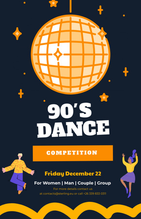 90's Dance Competition Announcement Flyer 5.5x8.5in Design Template