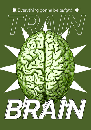 Funny Inspiration with Brain Illustration Poster 28x40in Šablona návrhu